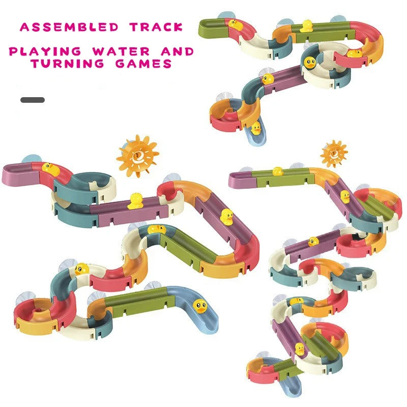 Children DIY Assembling Track Slide Suction Cup Toys Children Bath Tub Shower Wall  Delight Game Assembling Track Suction Toys