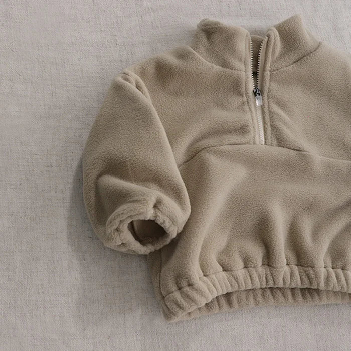 Autumn Winter Toddler Baby Boys Girl Sports Suit Children Clothes Fleece Solid Color Hoodies Suit Infant Boys Girl Outfit 2PCS