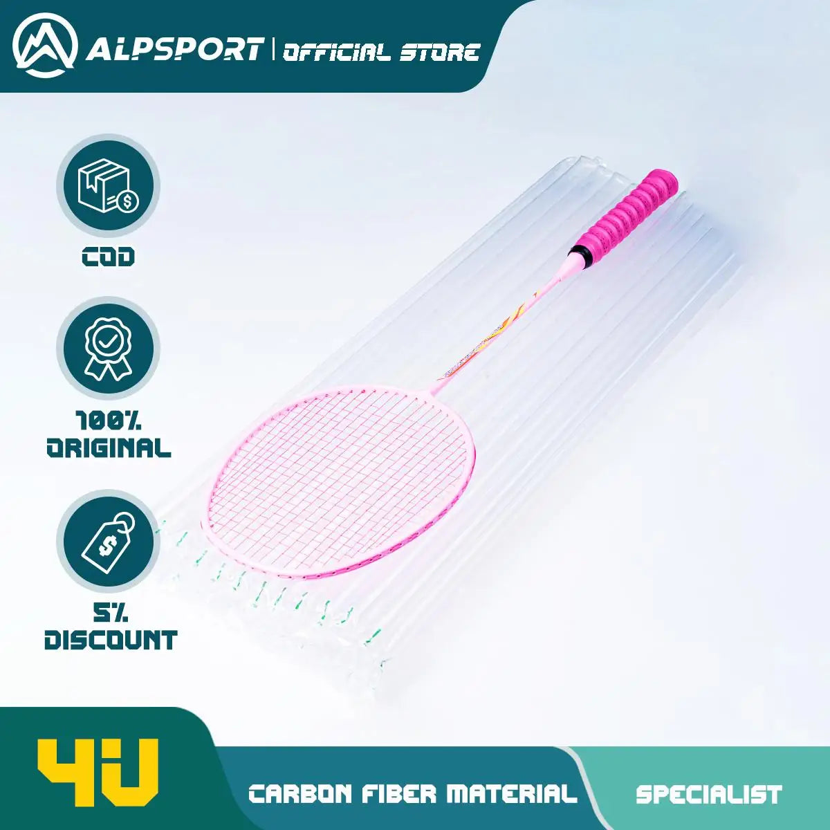 ALP LT 2Pcs/lot 100% Carbon Fiber Elastic 4U 30Lbs Racket Offensive and Defensive Professional Badminton Racket With Bag