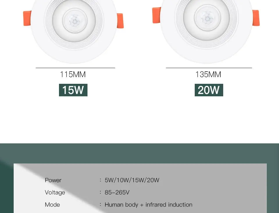 LED Downlights PIR Motion Sensor Down Light 5W 10W 15W 20W Recessed Ceiling Light Cold White Night Lamp LED Spotlight Downlight