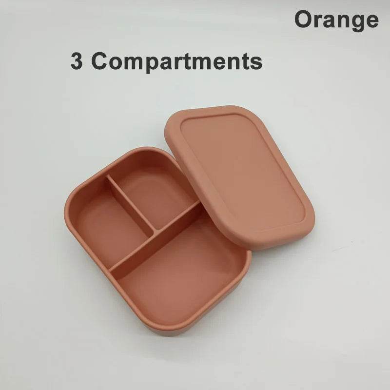 Personalized Name Lunch Box 3 Compartment Silicone Bento Box Portable Leak Proof Microwave Oven Lunch Box Picnic Food Container - AIAZ