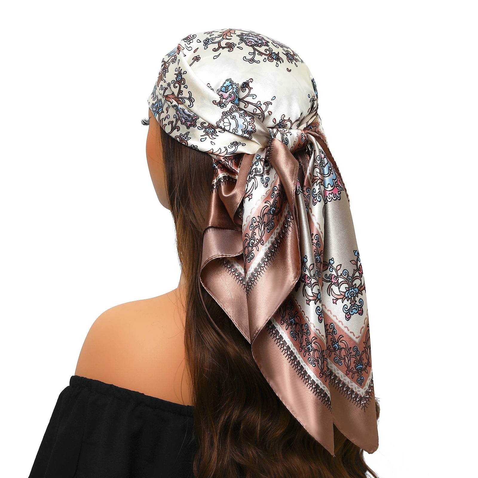 Head Scarf Women Luxury Brand Square 90*90cm Silk Foulard Satin Bandana Cheveux Soft Neckerchief Hijab Hair Scarves For Ladies - AIAZ