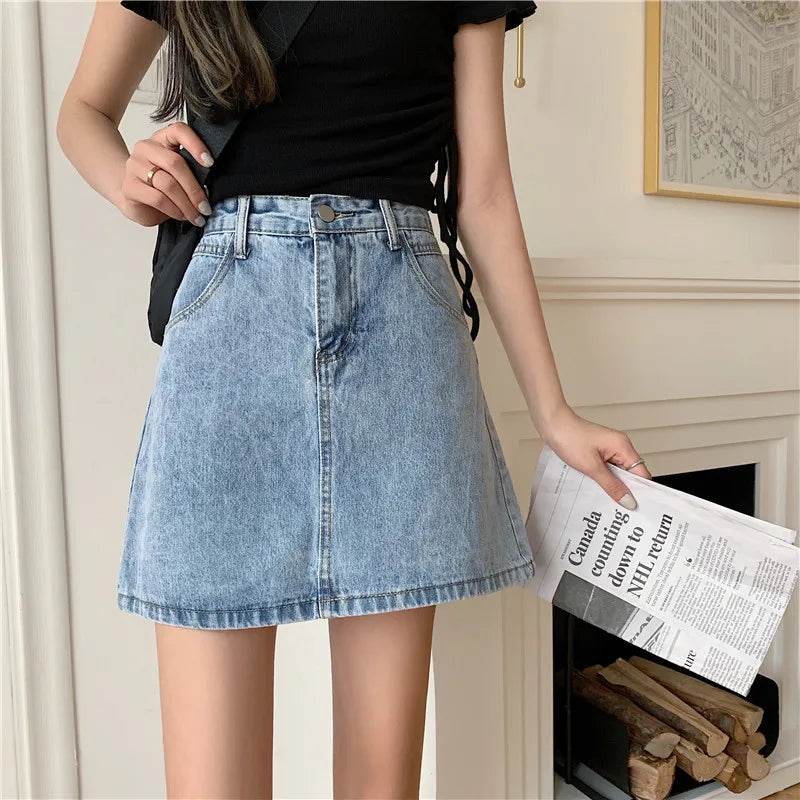 High Waist Denim Skirt Versatile Skirt Women's Clothing A-Line ort Skirt Slimming Wraparound Summer 202 plus Size - AIAZ