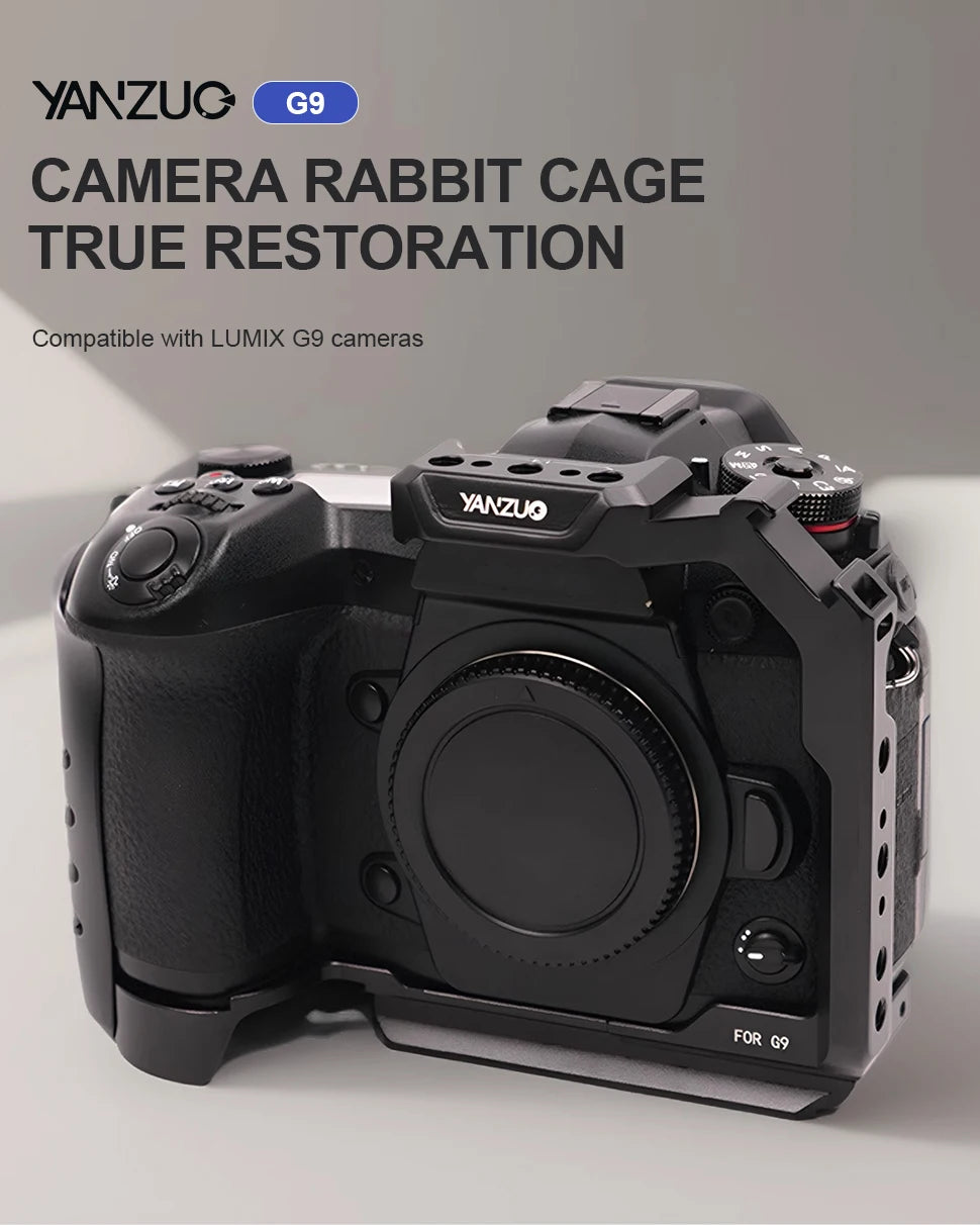 YANZUO Portable Camera G9 Rabbit Cage Kit Suitable For Panasonic Lumlx G9 Camera Metal Protective Frame 1/4 Hole Camera Cage