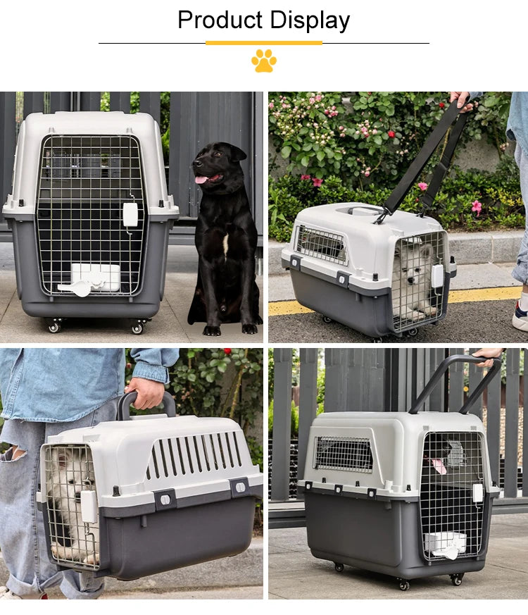 Dog Cage Pet Carrier Kennel Dog Travel Cate Portable Dog Cage for Small and Large Pets Air Box
