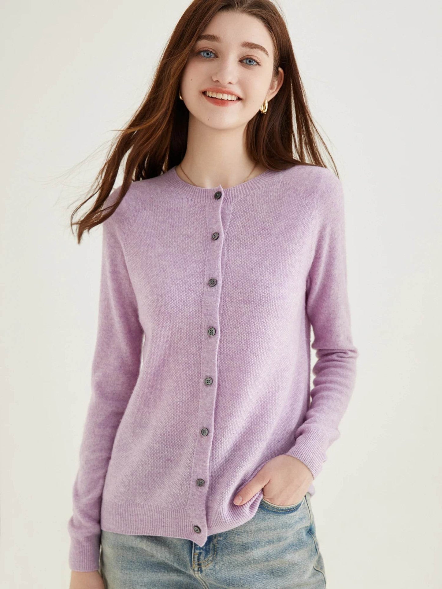 Knit Cardigan for Women Sweater Woman Long Sleeve Top 100% Wool Cardigans Sweaters Vintage Coat Knitwears Jacket Female Clothing - AIAZ