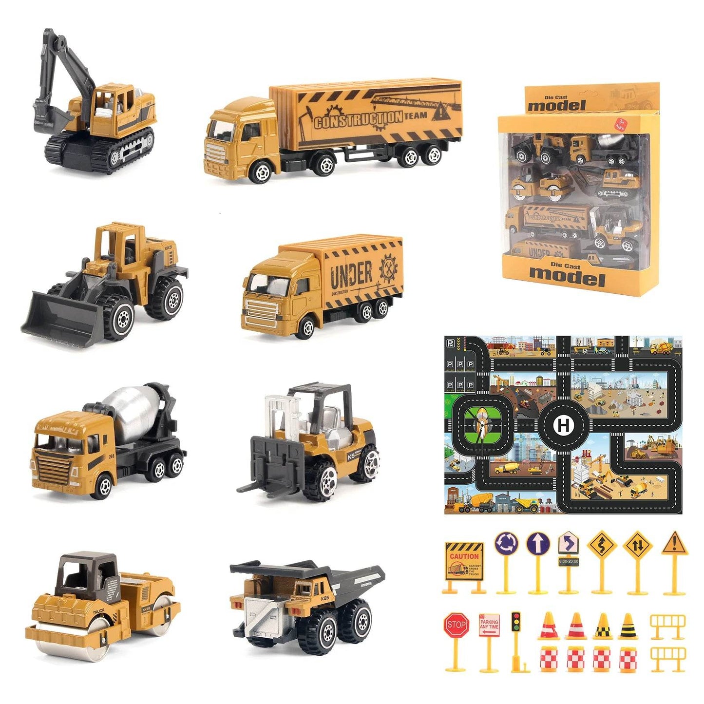 6pcs/set Alloy Engineering Truck Toy Car Classic Construction Model Vehicle Loader Tractor Excavator Toys for 3 years Boys Gifts - AIAZ