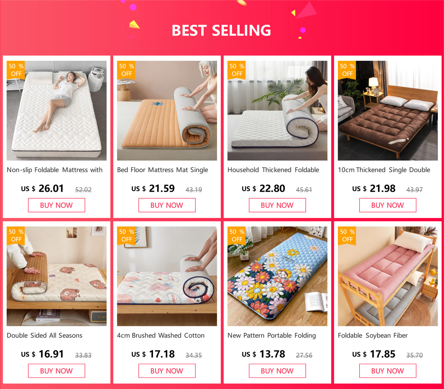 Household Thickened Foldable Tatami Cotton Mattress Cushion Non-Slip Mat for Home Student  Dormitory hotel Single Double Bed