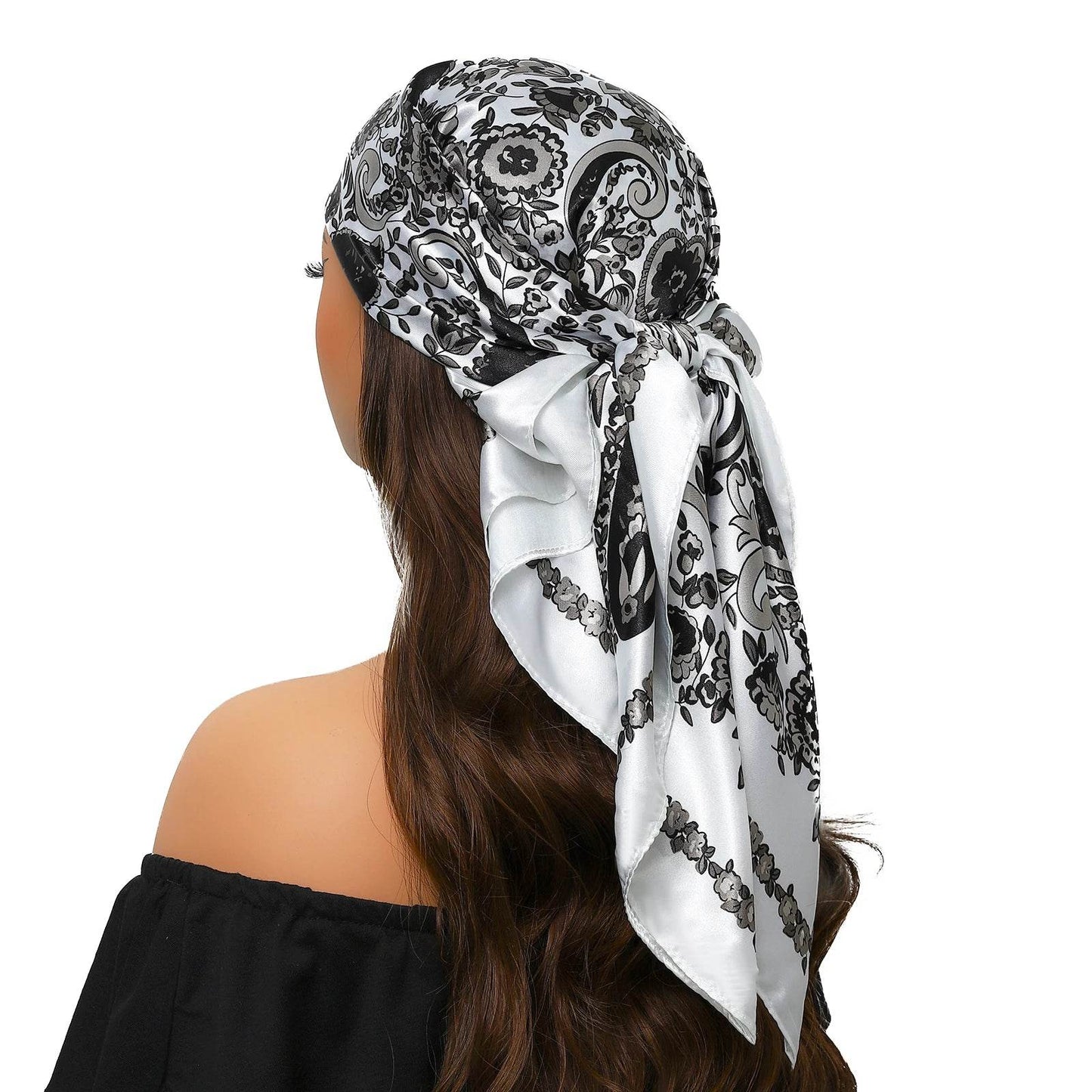 Head Scarf Women Luxury Brand Square 90*90cm Silk Foulard Satin Bandana Cheveux Soft Neckerchief Hijab Hair Scarves For Ladies - AIAZ