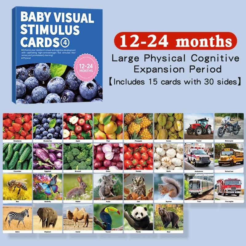 Baby Visual Stimulation Cards Montessori High Contrast Flash Card Infant Gift For Children Cognition Toy - AIAZ