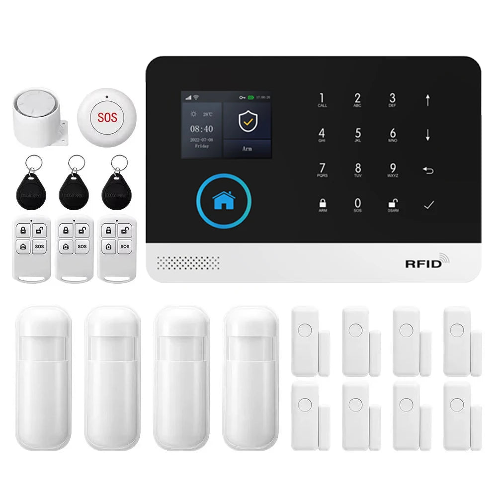 PGST WiFi GSM 2G Tuya Smart Life Home Alarm Security System Kit Alexa Automation Alarm Security Protection Door Motion Detector