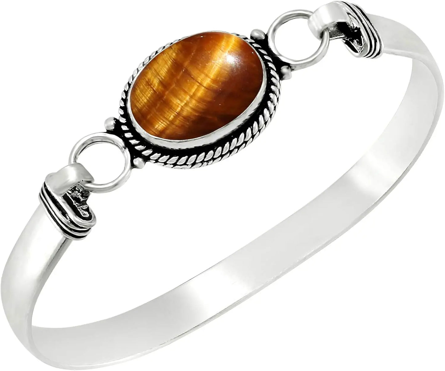 Vintage 925 Silver Natural Oval Moonstone Bangle Bracelets Handmade Birthstone Bangle Gifts Fine Jewelry for Women Men