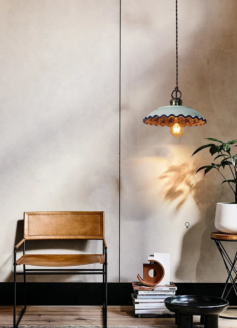 IWHD Modern Simple Ceramic LED Pendant Lamp Home Indoor Decor Lighting Bedroom Restaurant Dinning Living Room Lights Hanglamp