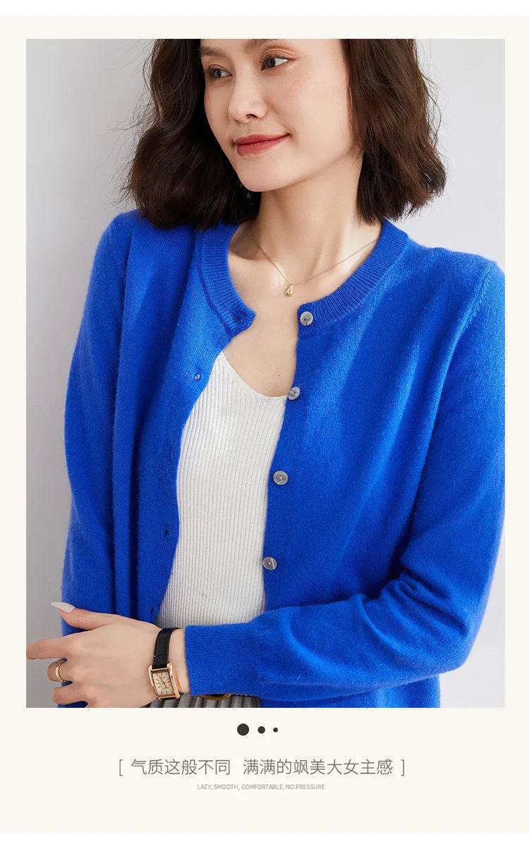Women Cardigans Sweater O-neck Spring Autumn Knitted Cashmere Cardigans Solid Single Breasted Womens Sweaters 2022 - AIAZ