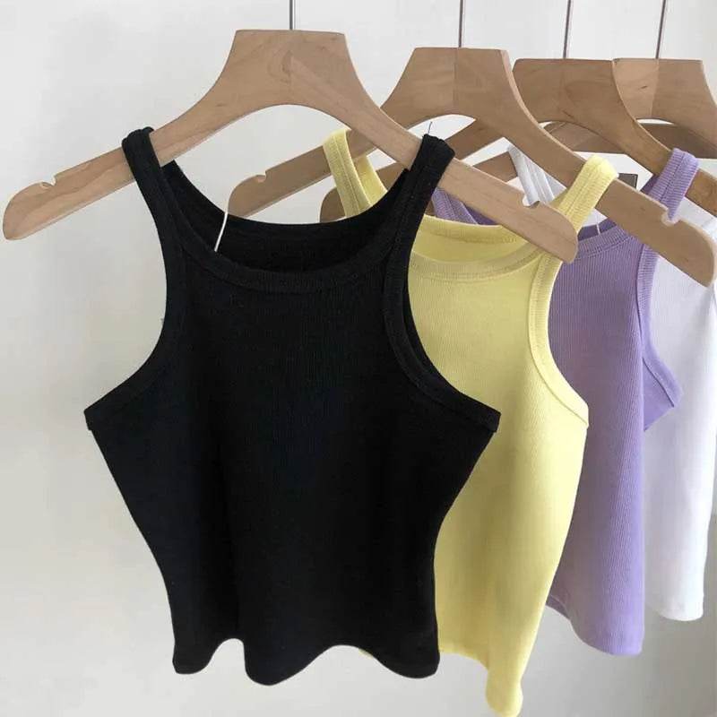 2024 Women Tank Tops Sexy Cropped Top Female Women Summer Camisole Camis Black White Sport Clothes For Women - AIAZ