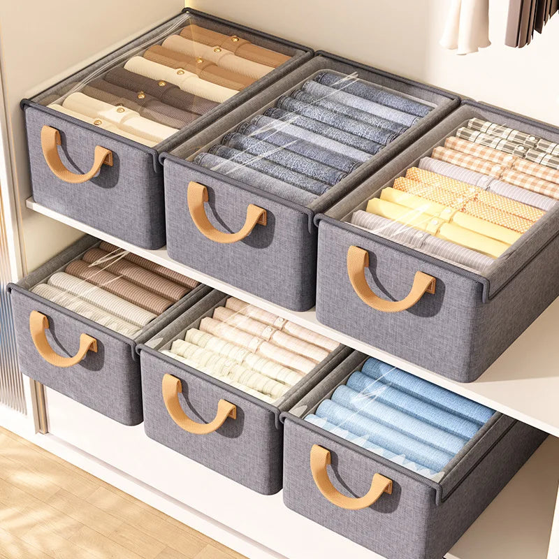 Collapsible Clothing Organizer Folding Clothes Storage Basket with Cover Metal Frame Underwear Storage Box Wardrobe Organizer