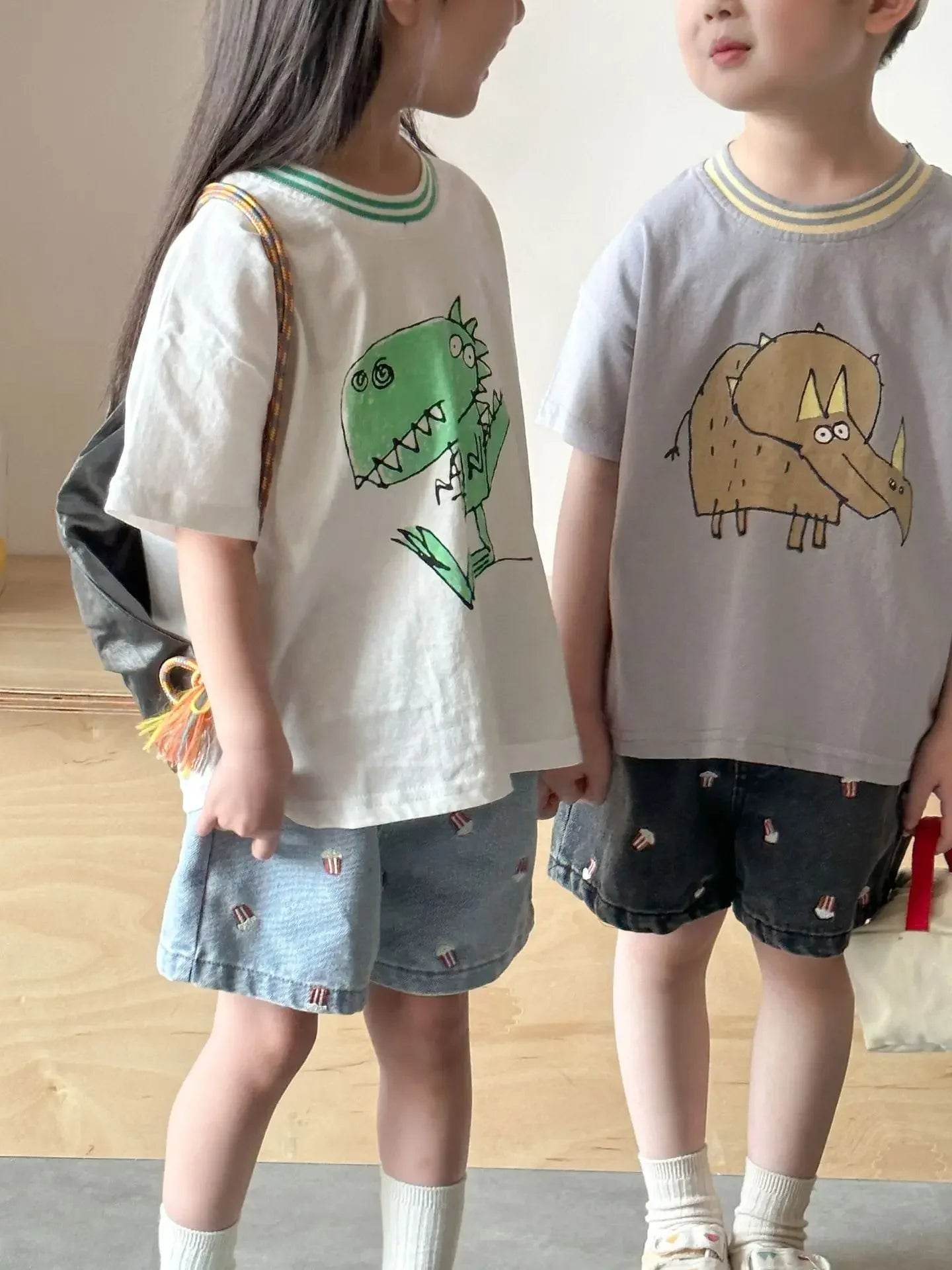 Fashion Cartoob Print Denim Kids Shorts Girls Pants Summer 2025 New Boys Summer Clothes Baby Loose Casual Pants - AIAZ