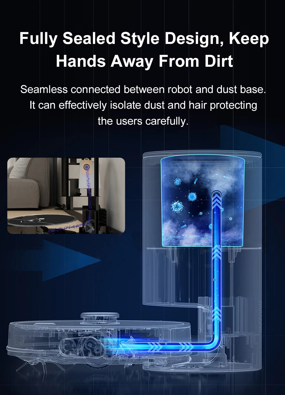 Robot Vacuum Cleaner K30 Self-cleaning dustbin, Dual Laser,UV Spot Cleaning,240mins Runtime, Auto Smart Carpet Floor Washing