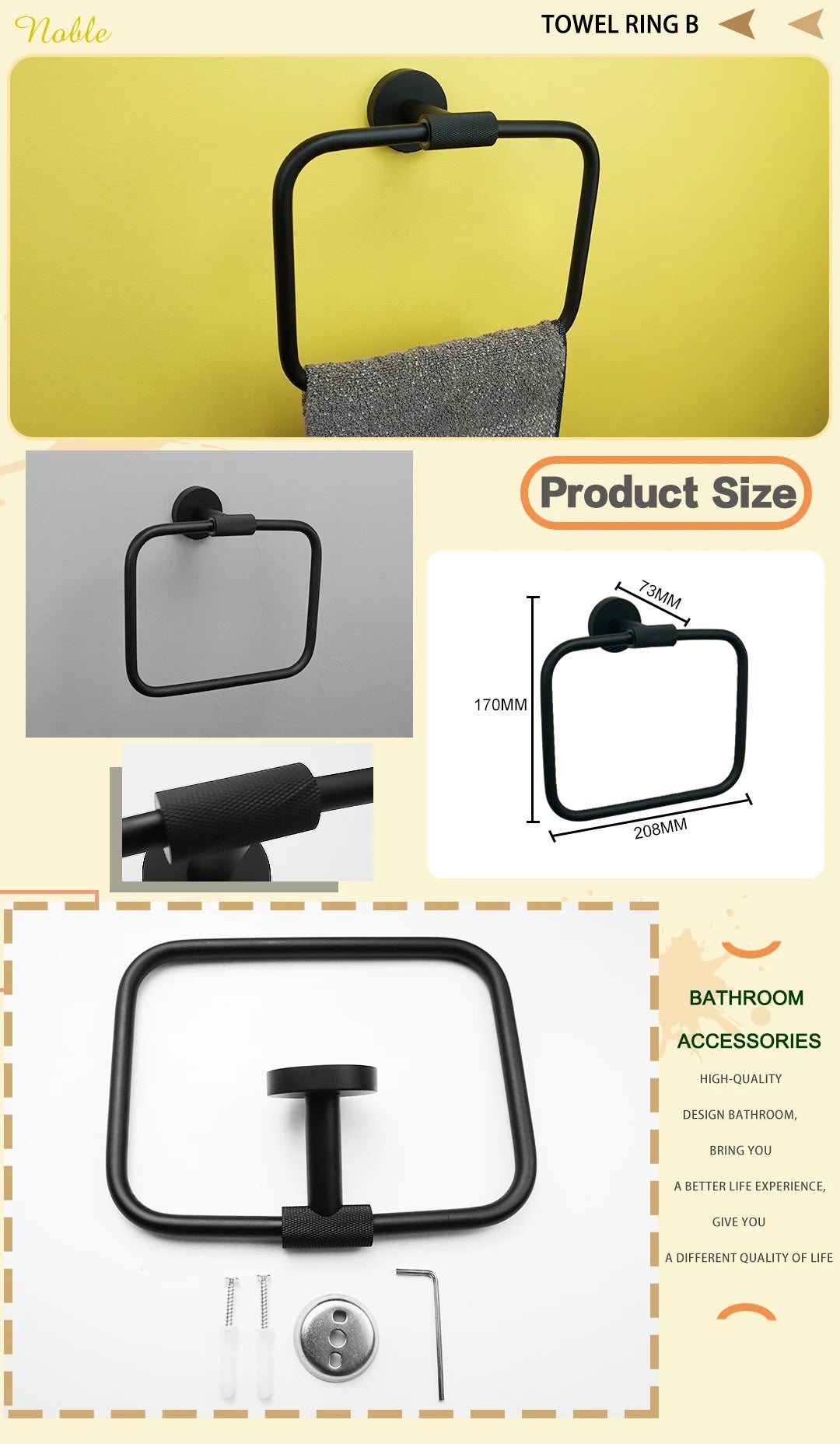 Brushed Gold Stainless Steel Wall Mount Towel Bar Towel Ring Paper Holder Bathrobe Hook Toilet Brush Bathroom Accessories