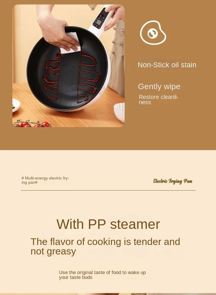 Electric fryer for household use, large capacity intelligent stir frying, multifunctional non stick pan, electric fryer