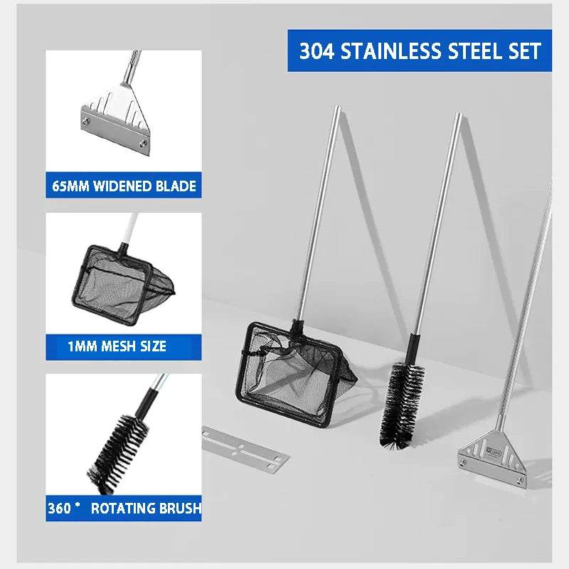 Aquarium flat sand algae removal dual-use glass Algae scraper stainless steel household cleaning to tools Fish tank accessories