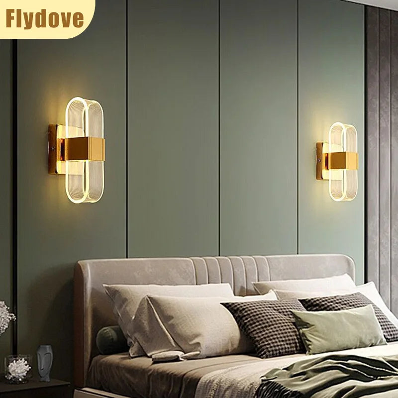 Luxury Creative Super Bright Living Room Bedroom Bedside Hotel Wall Lamp Transparent Line Guided LED Home Lighting Decoration