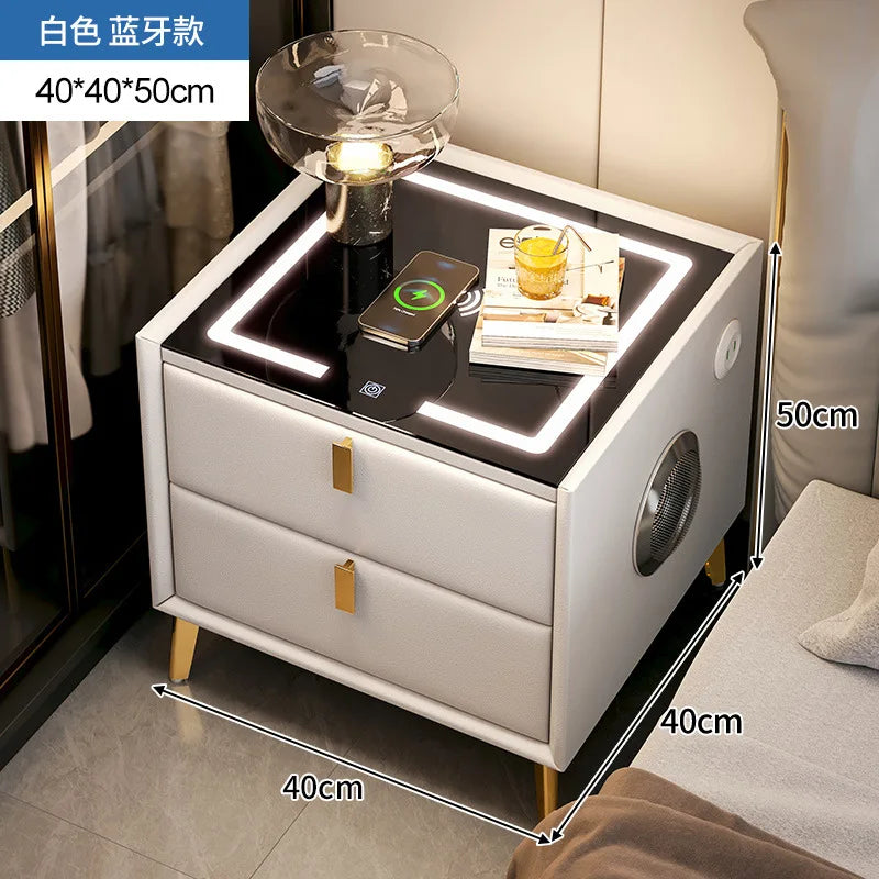 Intelligent Bedside Table Wireless Charge Three Color Night Light Bluetooth audio USB Interface Nightstands Bedroom Furniture