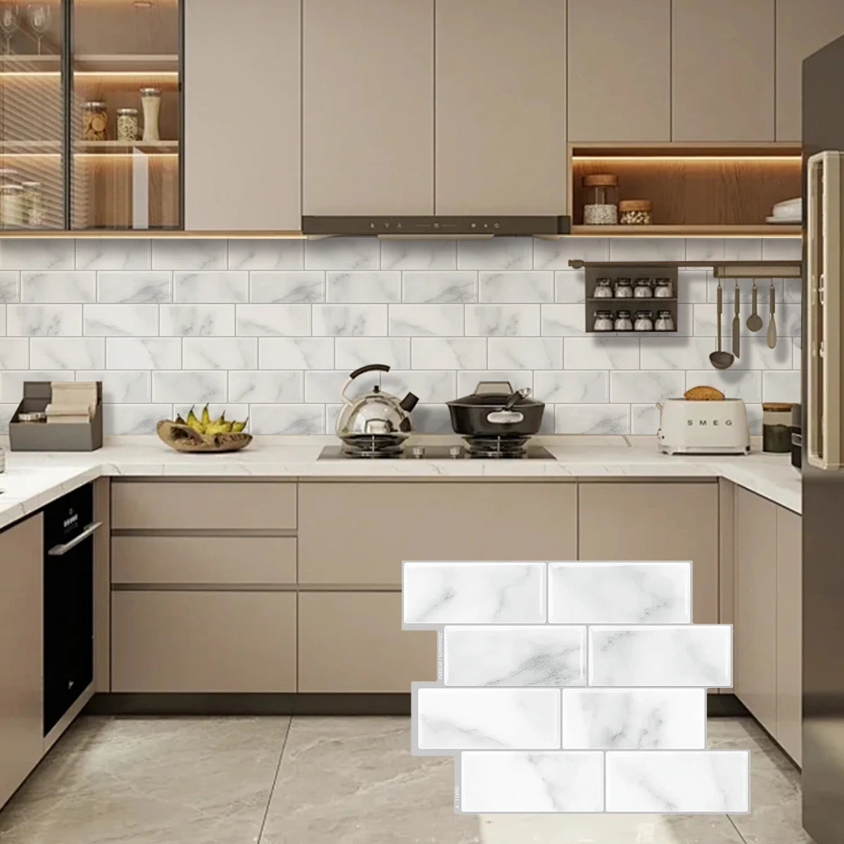 5/10/20pcs Peel And Stick Wall Tile, Waterproof Wallpaper For Living Room Kitchen，Interior Decorative 3D Wall Tiles