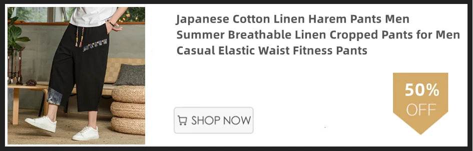 Four Seasons Men Disc Buckle Striped Harem Pants Breathable Cotton Linen Pencil Pants Buckle Casual Bloomers Fashion Trousers - AIAZ