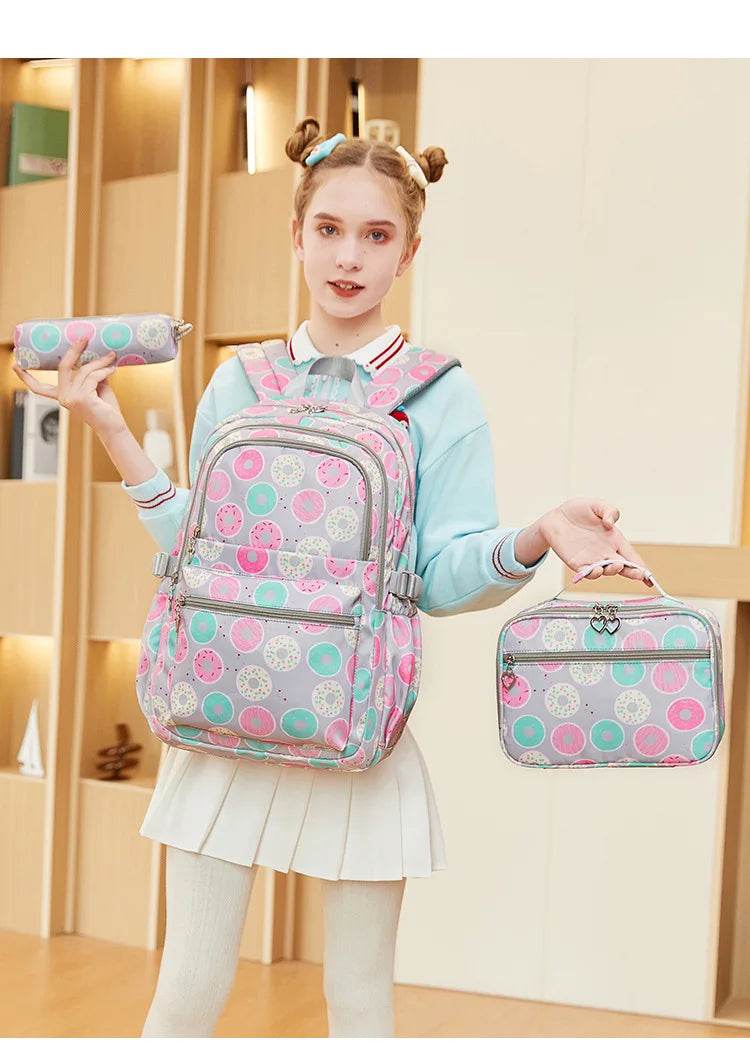 2025 New 3 Pcs Sets Student Schoolbag Girls Fashion Leisure Large Capacity Backpack Junior High School Shoulders Backpack - AIAZ