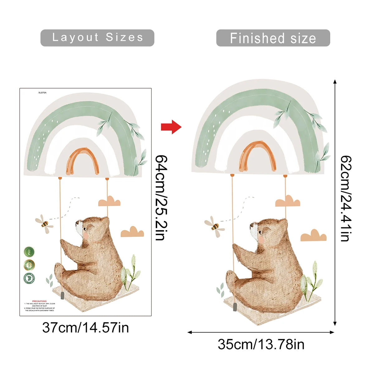Cartoon Bear Duck Bee Animals Watercolor Wall Sticker Nursery Child Room Decal Art Baby Kids Room Bedroom Living Home Decor