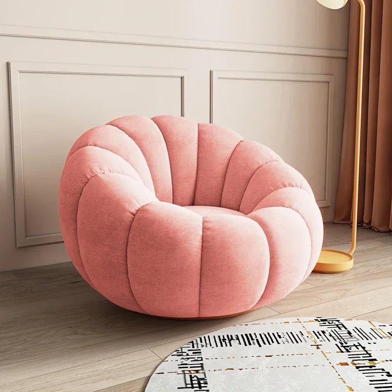 Lazy sofa that can be reclined or slept on, pumpkin sofa chair, small-sized lamb velvet fabric sofa, single sofa