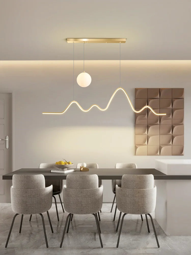 2023 Dining Table Modern Led Pendant Light Lamp For Modern Dining Room Kitchen Bar Designer Line Chandelier Lighting Decor