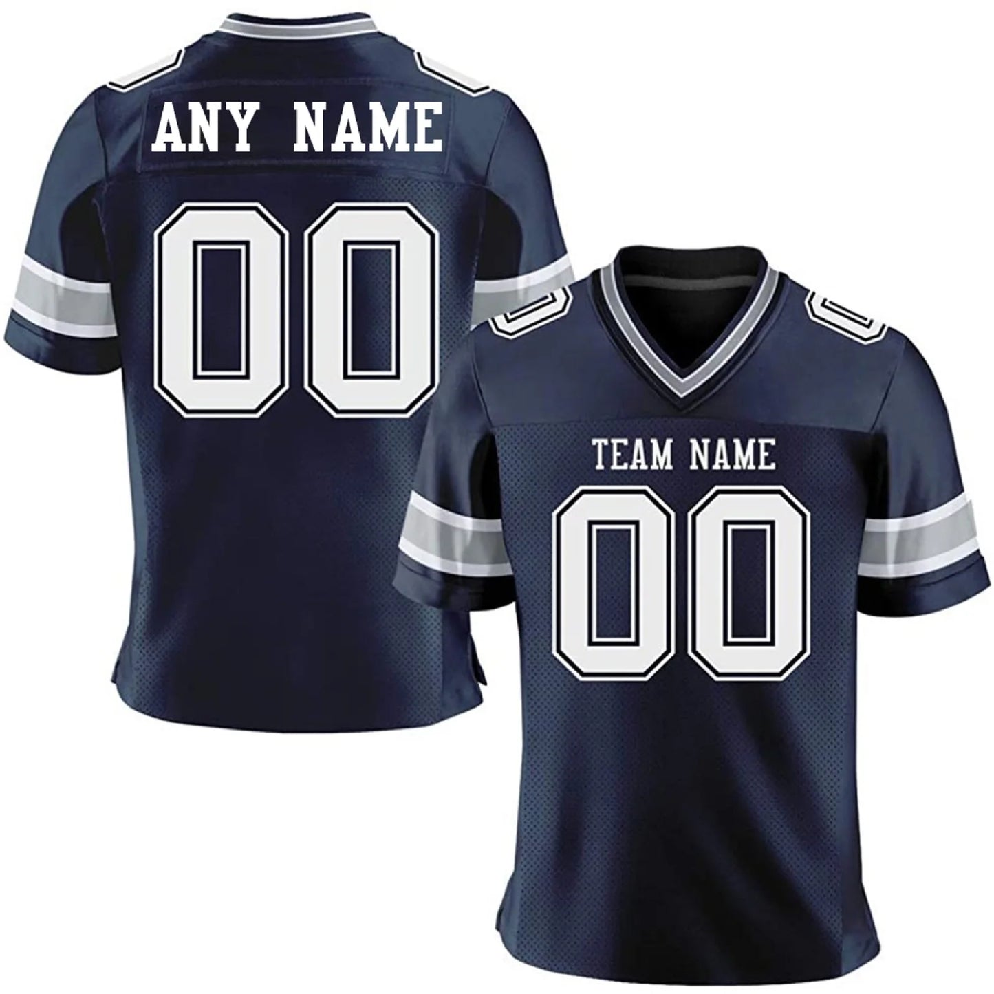 American Football Jersey Custom Navy White Gray Jersey Personalized Printed Team Name Number Quick-Dry American Football Shirt