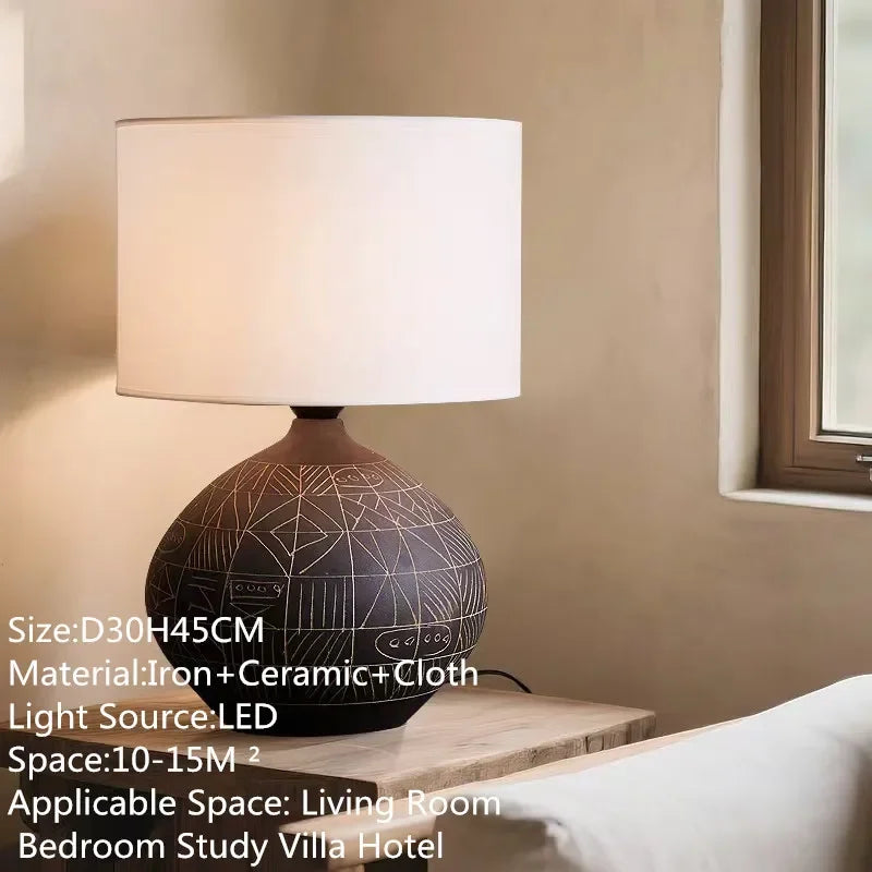 ULANI Contemporary Ceramic Table Lamp American Retro Creativity Living Room Bedroom Study Villa Hotel Homestay Desk Light