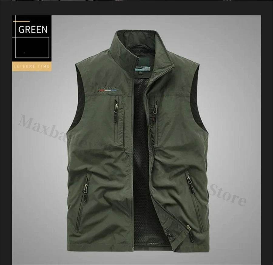 Sleeveless Jacket Vest Men 2025 Summer Cargo Climbing Hunting Waistcoat Club Photographer Fishing Vests Camping Working Clothes - AIAZ