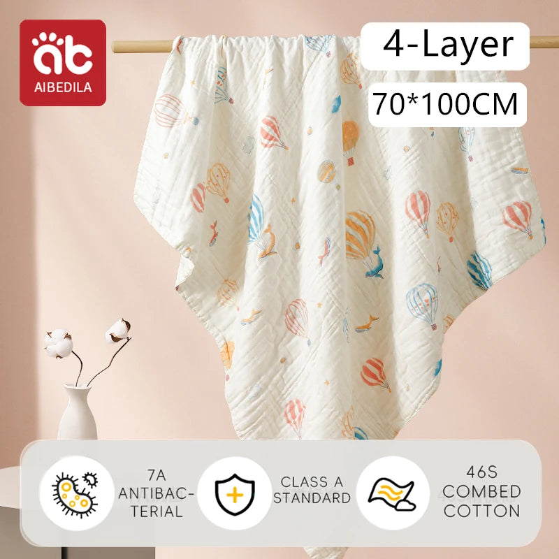 AIBEDILA Newborn baby bath towel pure cotton gauze bath towel Class A soft children's blanket absorbent newborn baby blanket