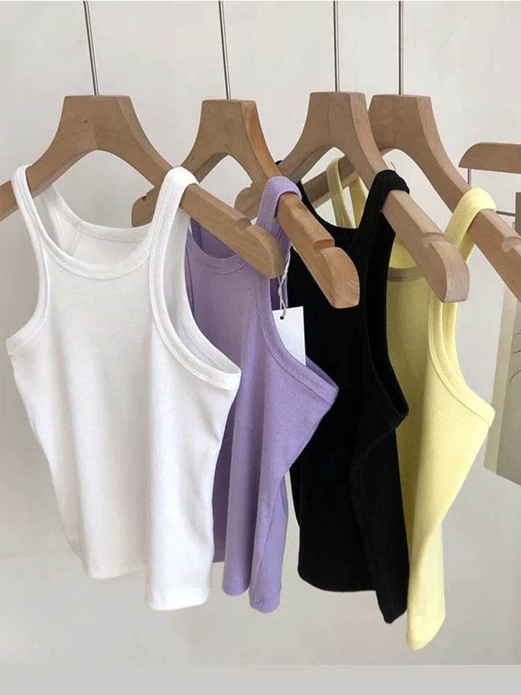 2024 Women Tank Tops Sexy Cropped Top Female Women Summer Camisole Camis Black White Sport Clothes For Women - AIAZ