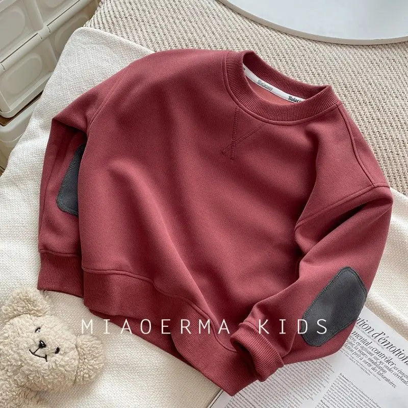 Spring Solid Sweatshirt Children Clothing 2024 New Autumn Fashion Loose Casual Pullover Kids Long Sleeve Cotton Tracksuits 2-8 Y