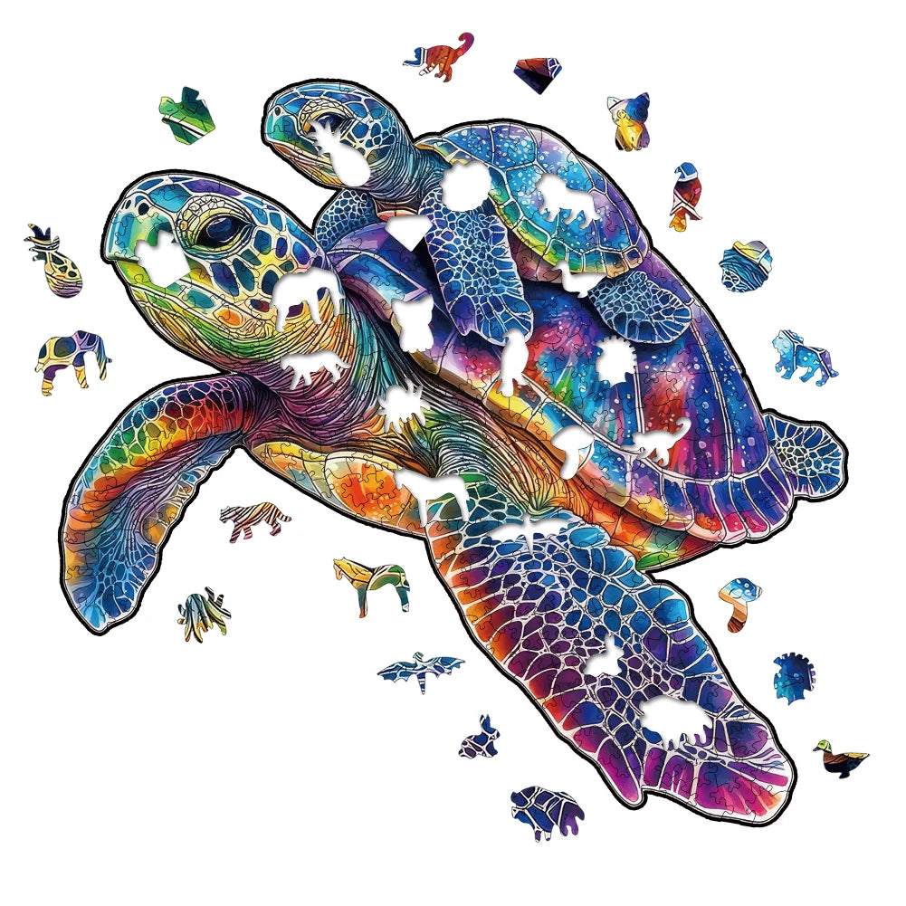 Wooden Jigsaw Puzzle DIY Crafts Educational Toy for Adults Kids Parent Child Turtle Family Game 2025 Fidget Toys