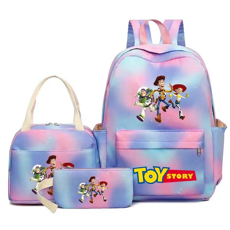 Toy Story Colorful Backpack Set With Tote and Pouch Large Capacity Lightweight And Breathable Outdoor Knapsack School Bags - AIAZ