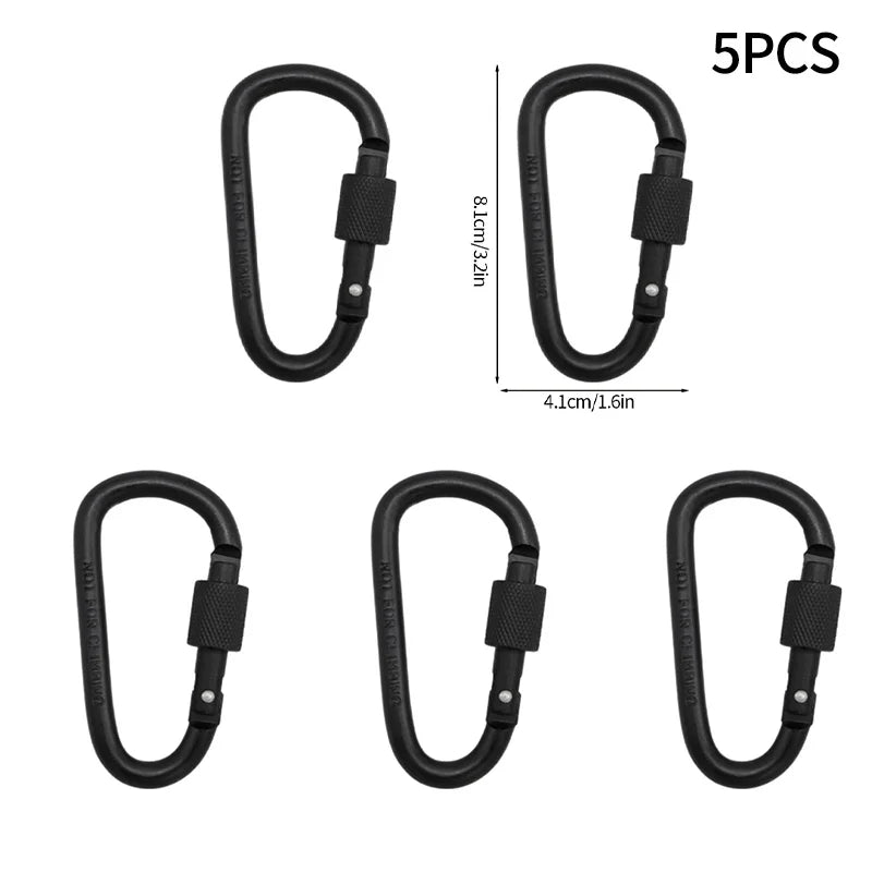 5pcs/set Tactical Carabiners Clips EDC Survival Climbing Carabiners Clip Quickdraw Clip Caribiner Hooks Karabiners Accessories