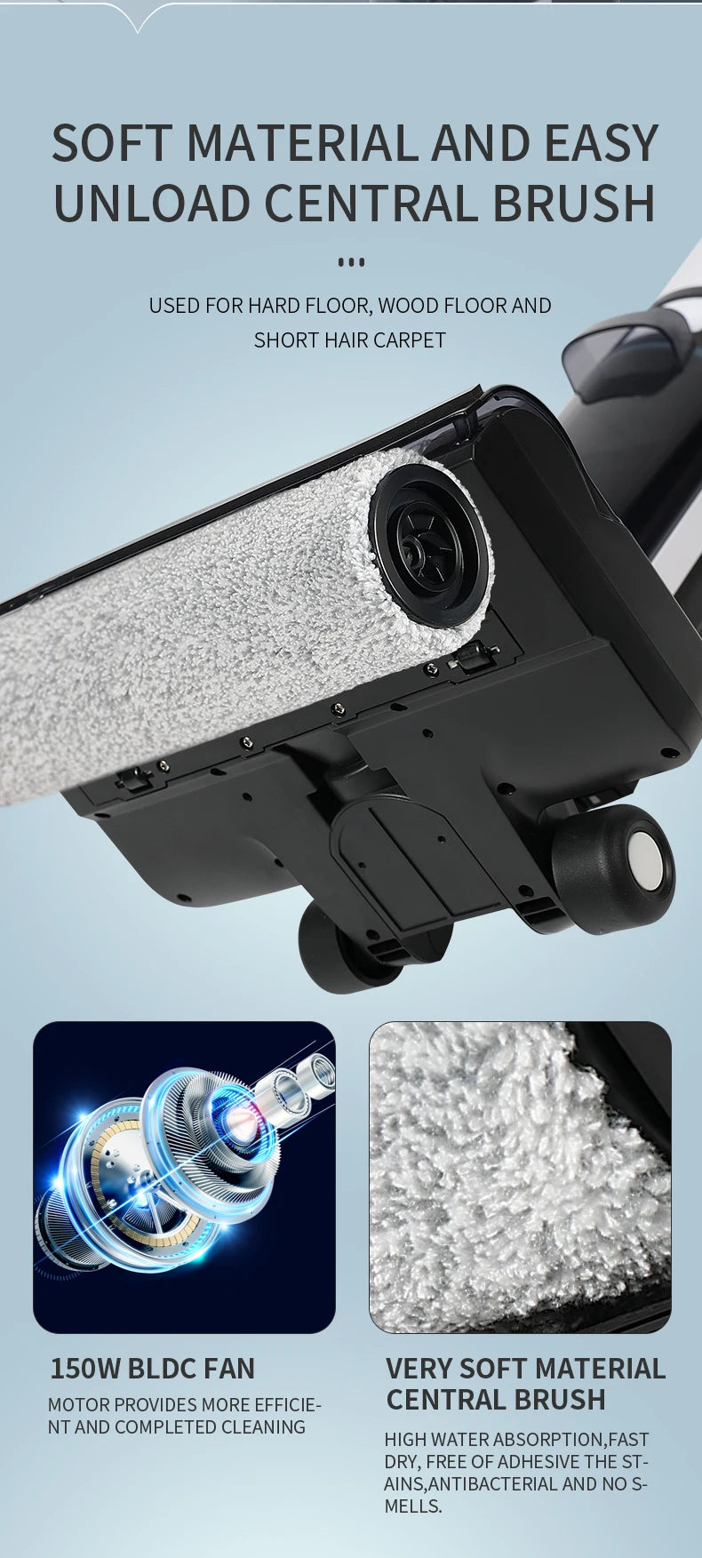 Liectroux i7Pro Cordless Vacuum Cleaner for Wet And Dry Cleaning, Smart Washing for Home Multi Surface Floor,14Kpa, Self-drying