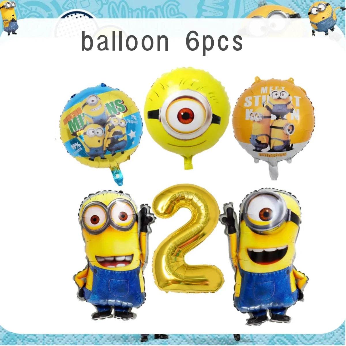 Big Eye Yellow Man Birthday Party Supplies Set - Disposable Tableware Tablecloth Plate Cup Balloon for Boys & Girls Baby Shower - AIAZ