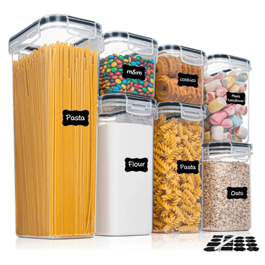 Kitchen 7pcs Food Containers Set BPA Free Plastic Airtight Storage Box With 10stickers and Pen - AIAZ