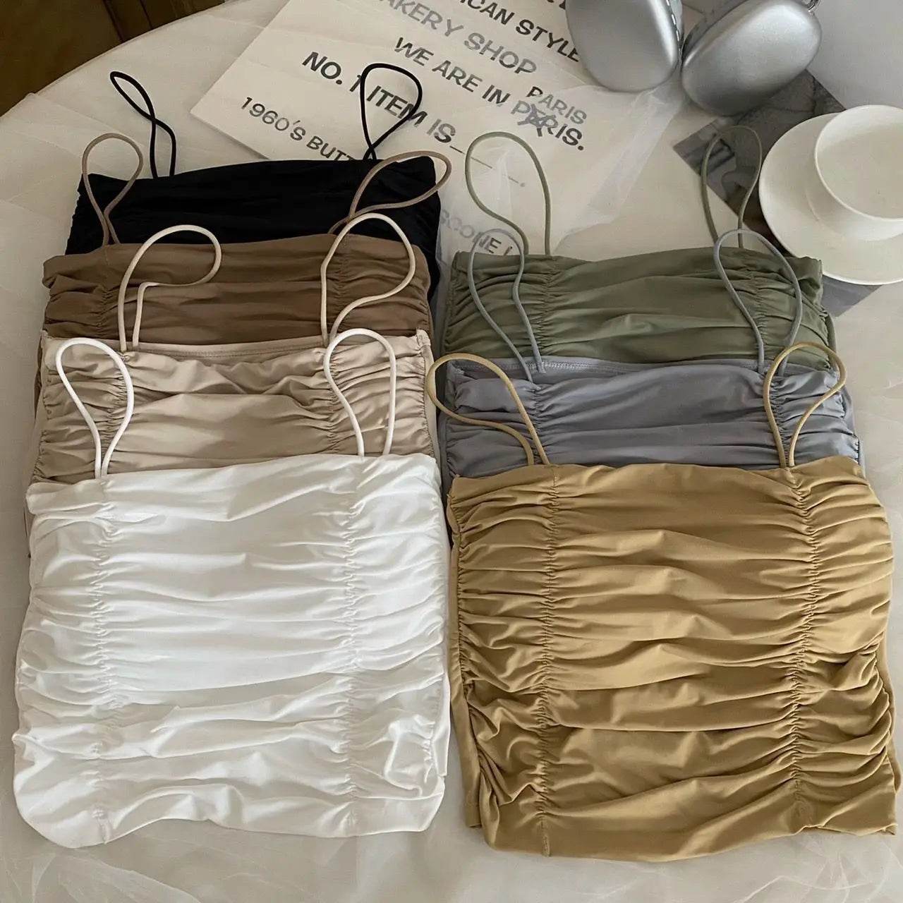 Women Crop Tops Sexy Tank Top For Lady Summer Tube Tops With Cups Female Underwear Lingerie Woman Clothing Girls Camisole Vest - AIAZ