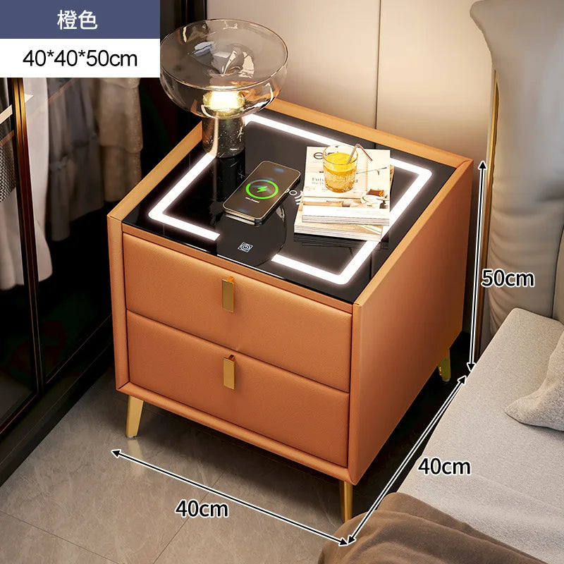 Intelligent Bedside Table Wireless Charge Three Color Night Light Bluetooth audio USB Interface Nightstands Bedroom Furniture