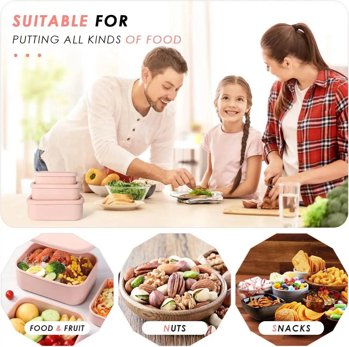 Silicone Bento Boxes Lunch Container, YONGHAO Leak-Proof Lunch Container, BPA-Free, Dishwasher Safe - AIAZ