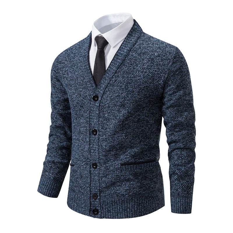 Men's knitted cardigan casual V-neck autumn and winter new sweater coat - AIAZ