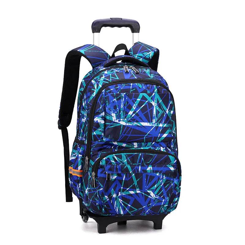 School bags with Wheels School Rolling Backpacks for Boys Trolley Bag Waterproof Orthopedic School Bag Student Wheeled Backpack - AIAZ